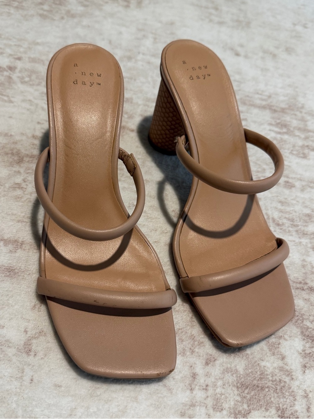 A NEW DAY - Tan Strappy Block Mule Heel - Women’s Size 8
